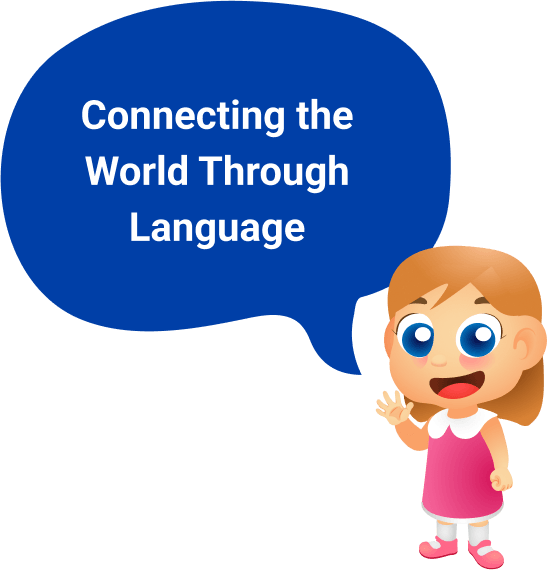 Girl waving and saying connecting world vector image 