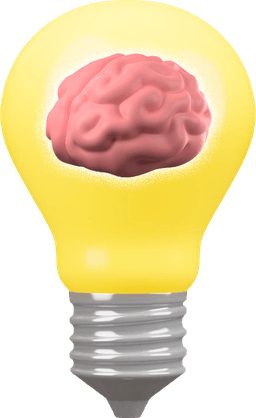 Brain inside bulb icon