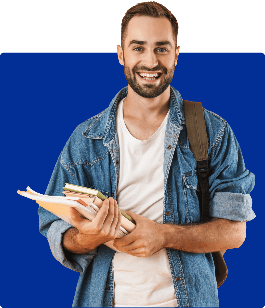 Boy with books in hand