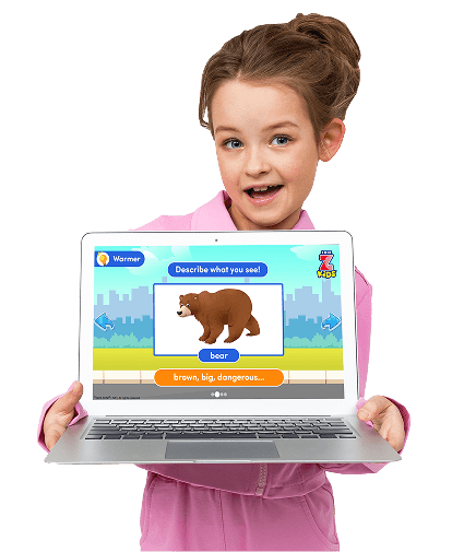 ZoniLive student holding Zoni book for learning English online