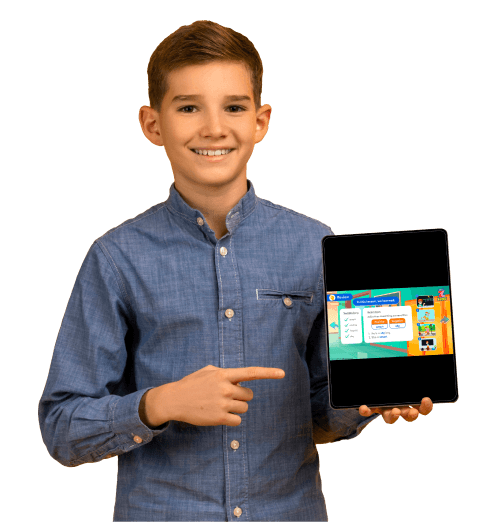 ZoniLive child holding tablet for interactive English lessons online