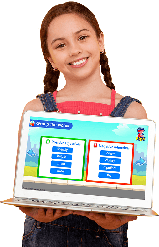 ZoniLive girl holding laptop while standing, ready for online English class