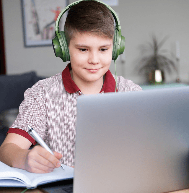 Boy learning Spanish