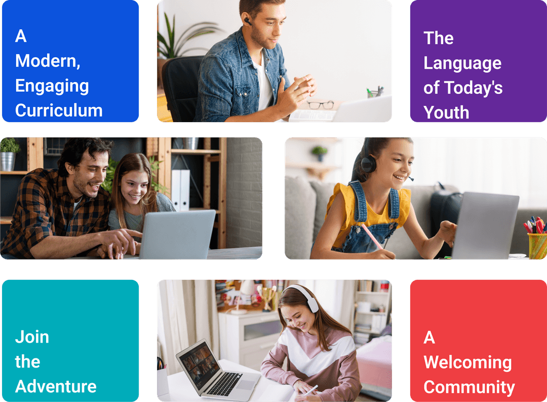 ZoniLive grid of class student images showcasing diverse learners engaged in online education