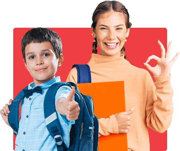 ZoniLive kid and teenager standing with bag and book, symbolizing young learners ready for online education and academic success