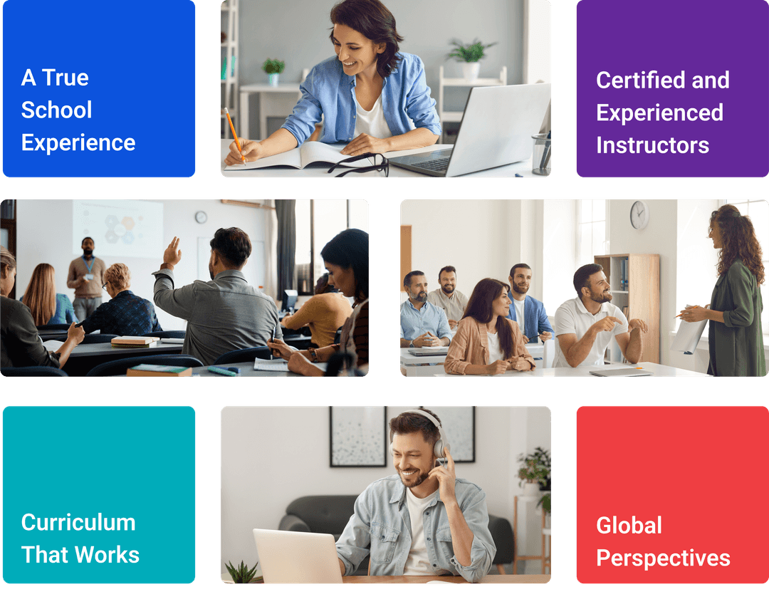 ZoniLive grid of class student images showcasing diverse learners engaged in online education