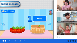 ZoniLive group ESL class teaching numbers with counting game and live student participation