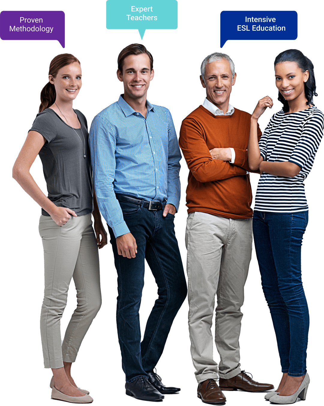 ZoniLive four people standing together, representing a diverse group engaged in learning