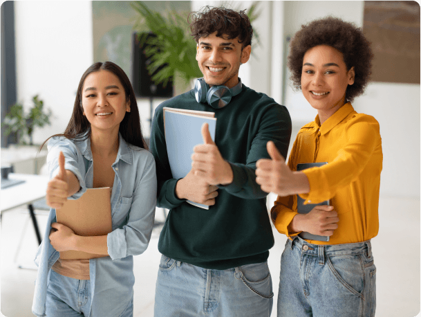 Students giving thumbs up